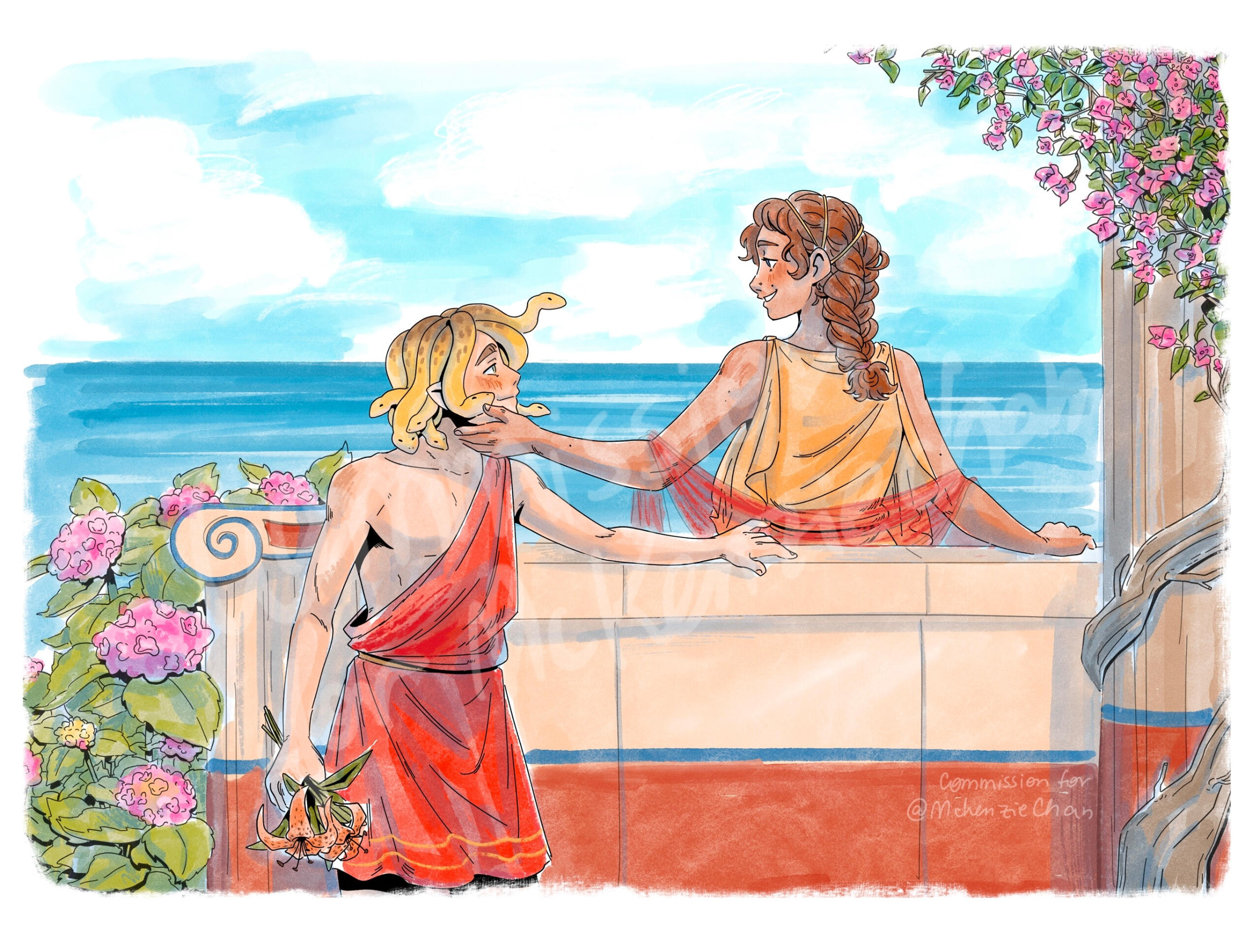 Half body characters + background